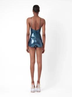 Agnes Latex Shorts Peacock Blue<Poster Girl New