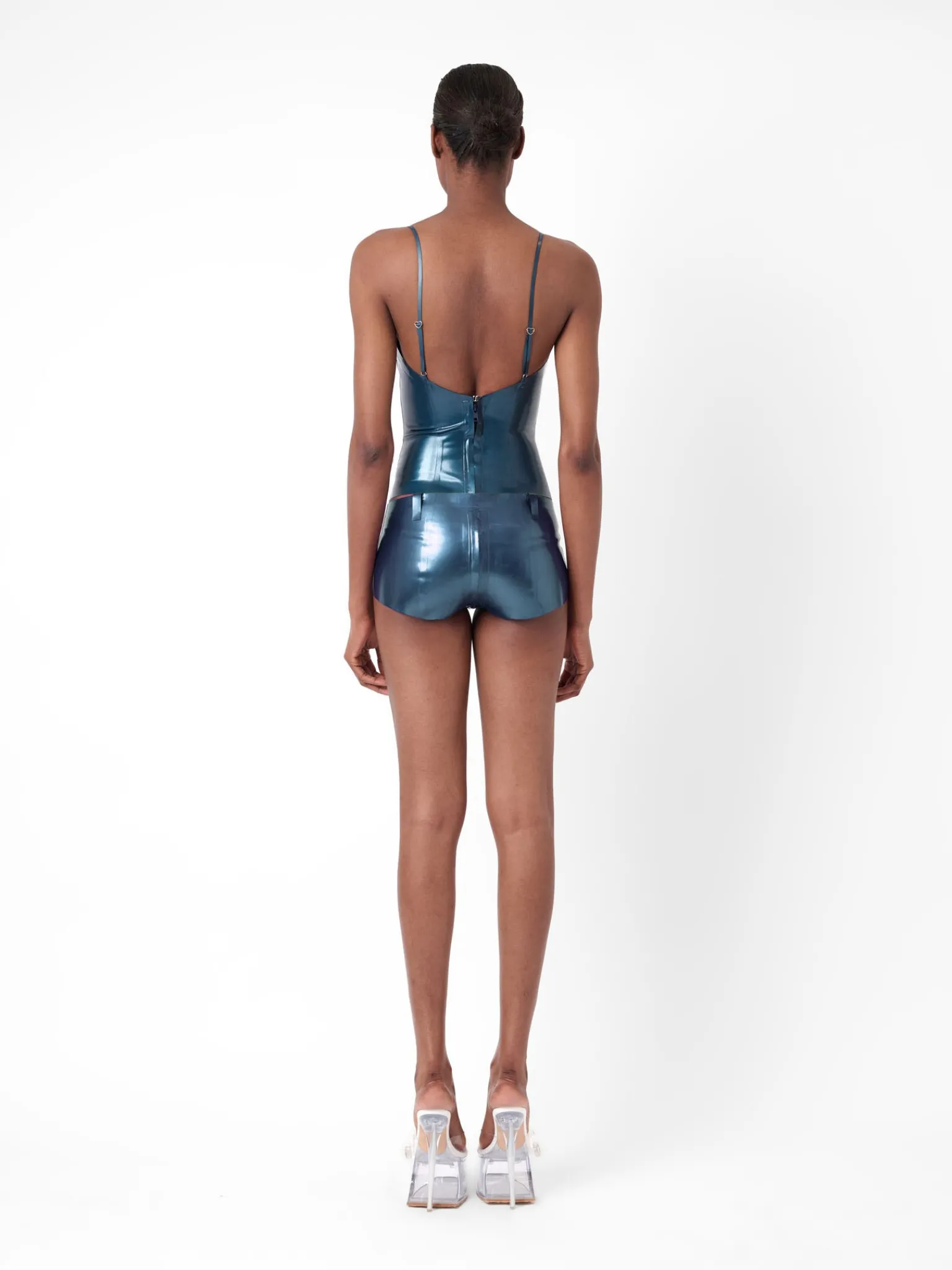 Agnes Latex Shorts Peacock Blue<Poster Girl New