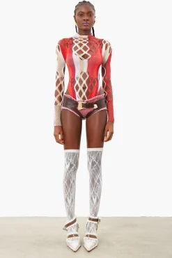 Amphitrite Bodysuit Burgundy Stripe<Poster Girl New
