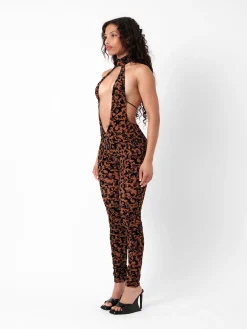 Bare Jumpsuit Chestnut Leopard Print<Poster Girl Clearance
