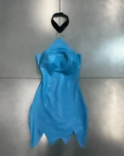 BEDROCK LATEX DRESS LIGHT BLUE<Poster Girl Clearance