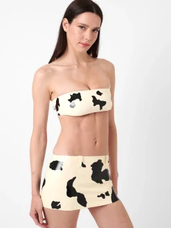Bronco Latex Mini Skirt Black & White Cow Print<Poster Girl Best