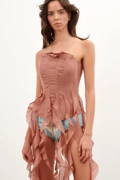 Chiffon Calamity Corset Terracotta<Poster Girl