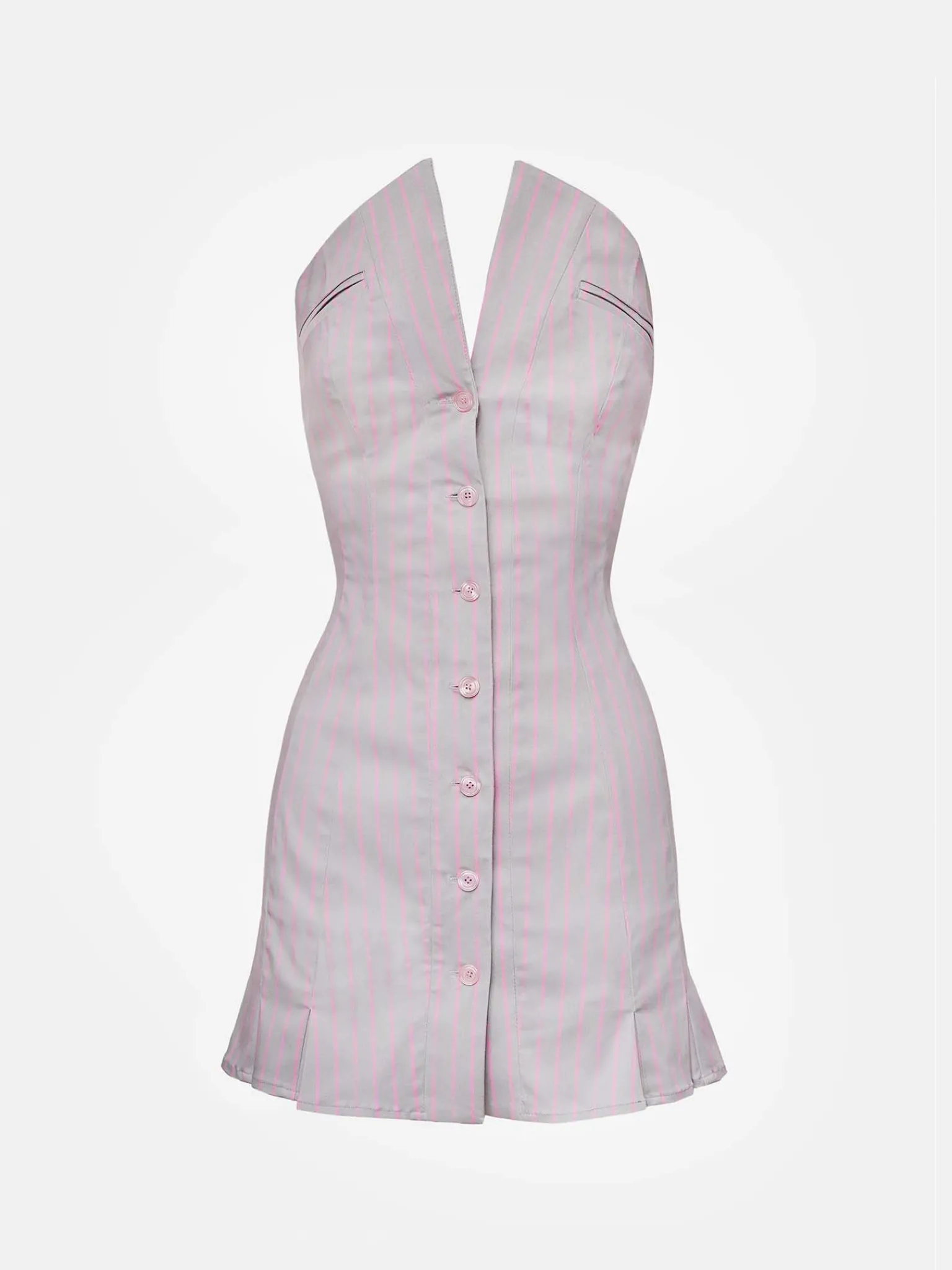 Court Dress Grey/Pink Pinstripe<Poster Girl New