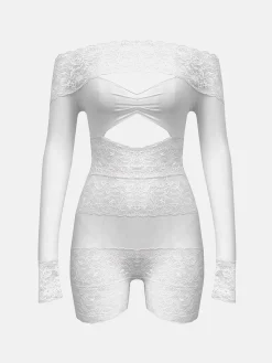 Davina Sleeved Romper Virgin White<Poster Girl Online