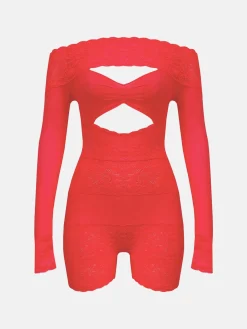 Davina Sleeved Romper Vixen Red<Poster Girl Clearance
