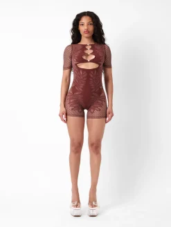 Dinero Playsuit Old Money Brown<Poster Girl Sale