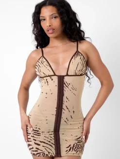 Doll Dress Beige Zebra Print<Poster Girl Outlet