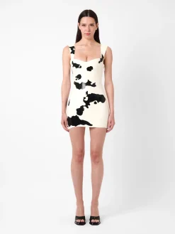 Hollywood Latex Dress Black & White Cow Print<Poster Girl Online