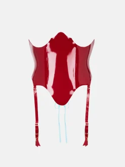 Hook Latex Waspie Corset Burgundy<Poster Girl Outlet