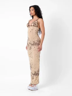 Hun Dress Beige Zebra Print<Poster Girl New