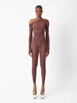 Ivy Long Rhinestone Jumpsuit Old Money Brown<Poster Girl Clearance
