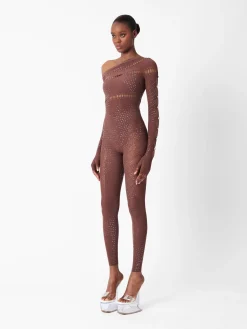 Ivy Long Rhinestone Jumpsuit Old Money Brown<Poster Girl Clearance