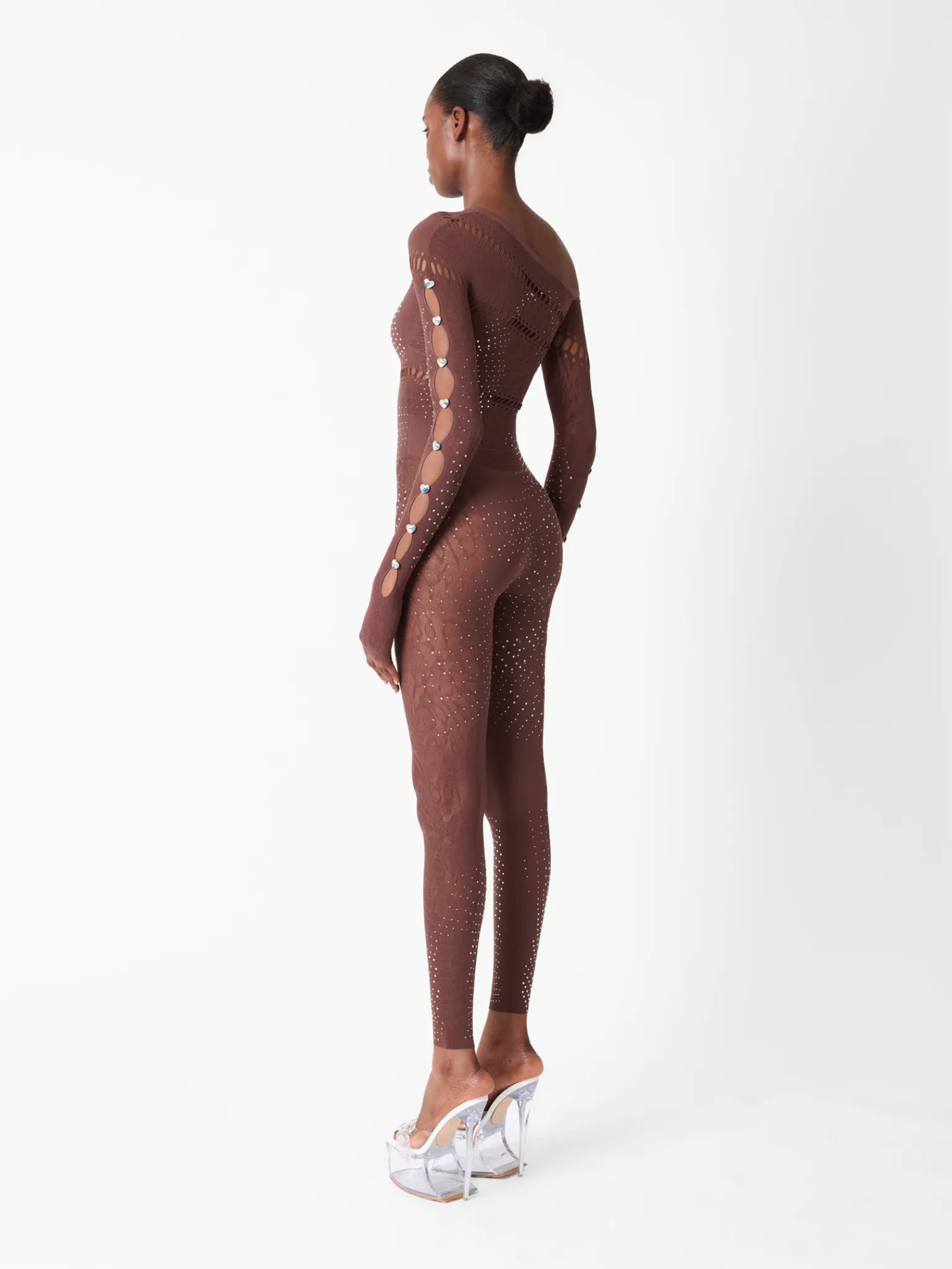 Ivy Long Rhinestone Jumpsuit Old Money Brown<Poster Girl Clearance