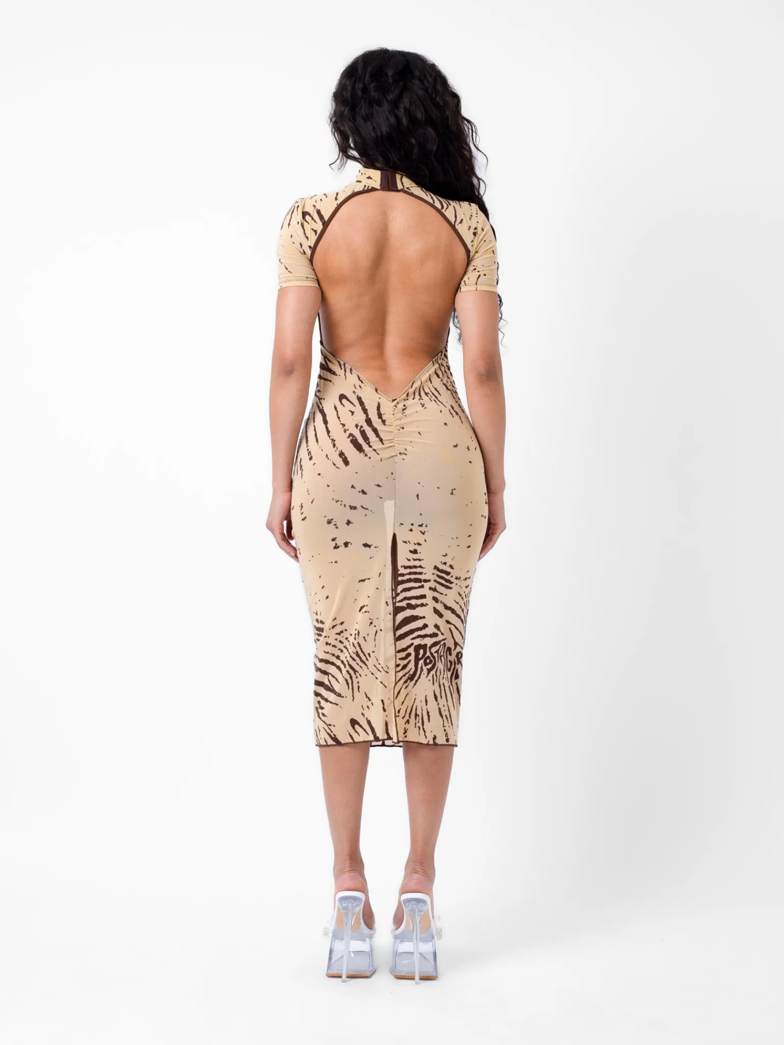 Knockout Dress Beige Zebra Print<Poster Girl Clearance