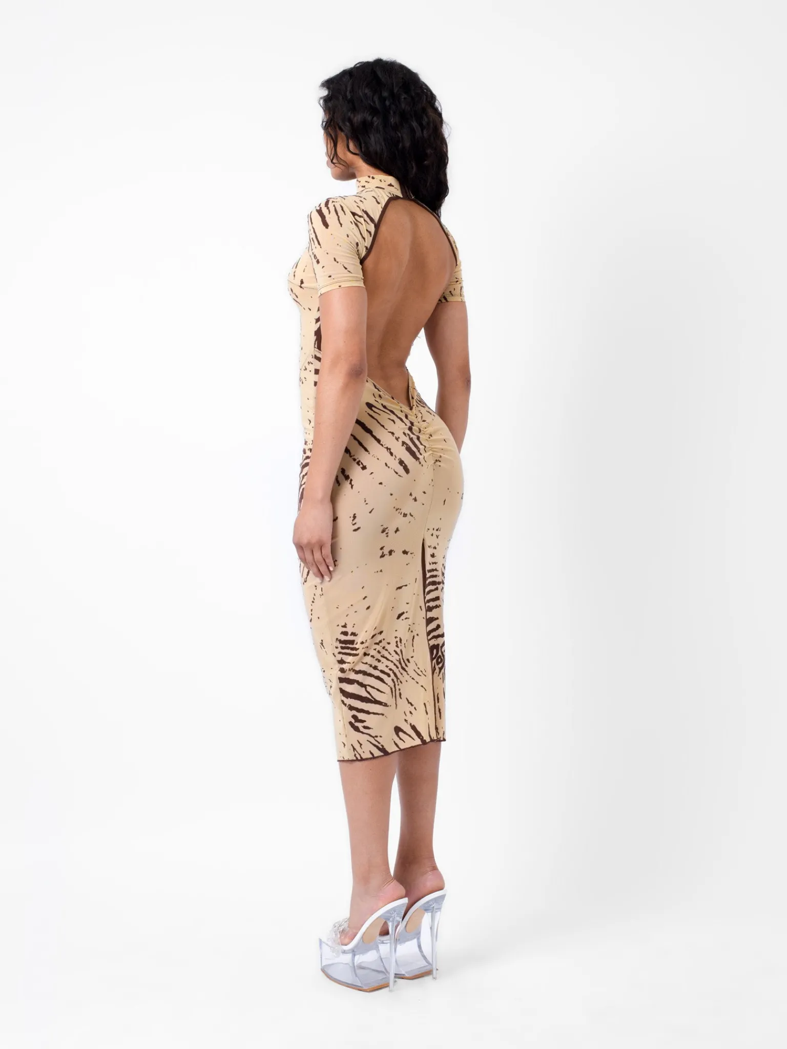 Knockout Dress Beige Zebra Print<Poster Girl Clearance