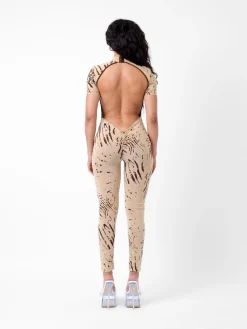 Knockout Jumpsuit Beige Zebra Print<Poster Girl Discount