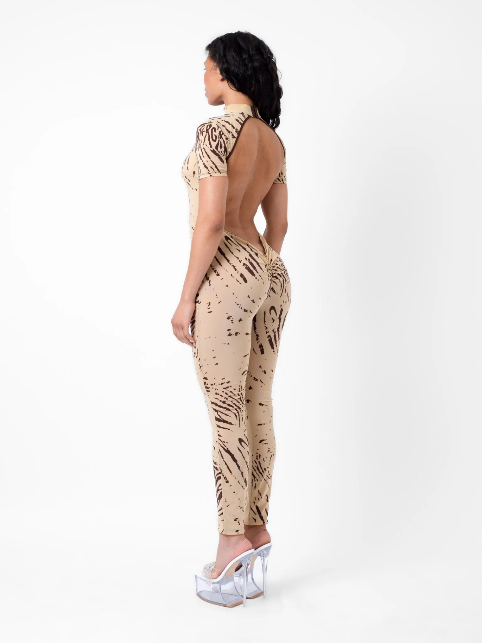 Knockout Jumpsuit Beige Zebra Print<Poster Girl Discount