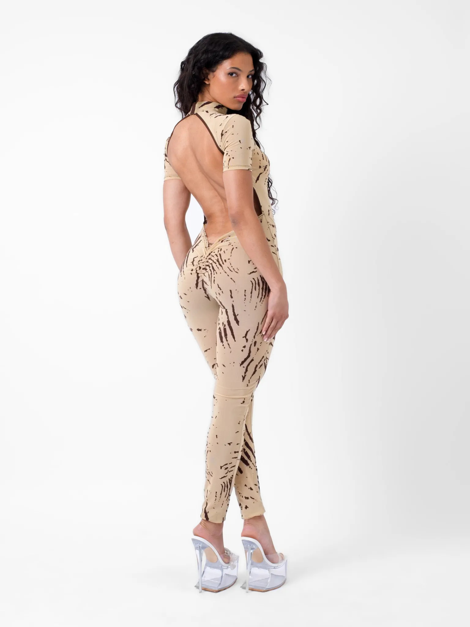 Knockout Jumpsuit Beige Zebra Print<Poster Girl Discount