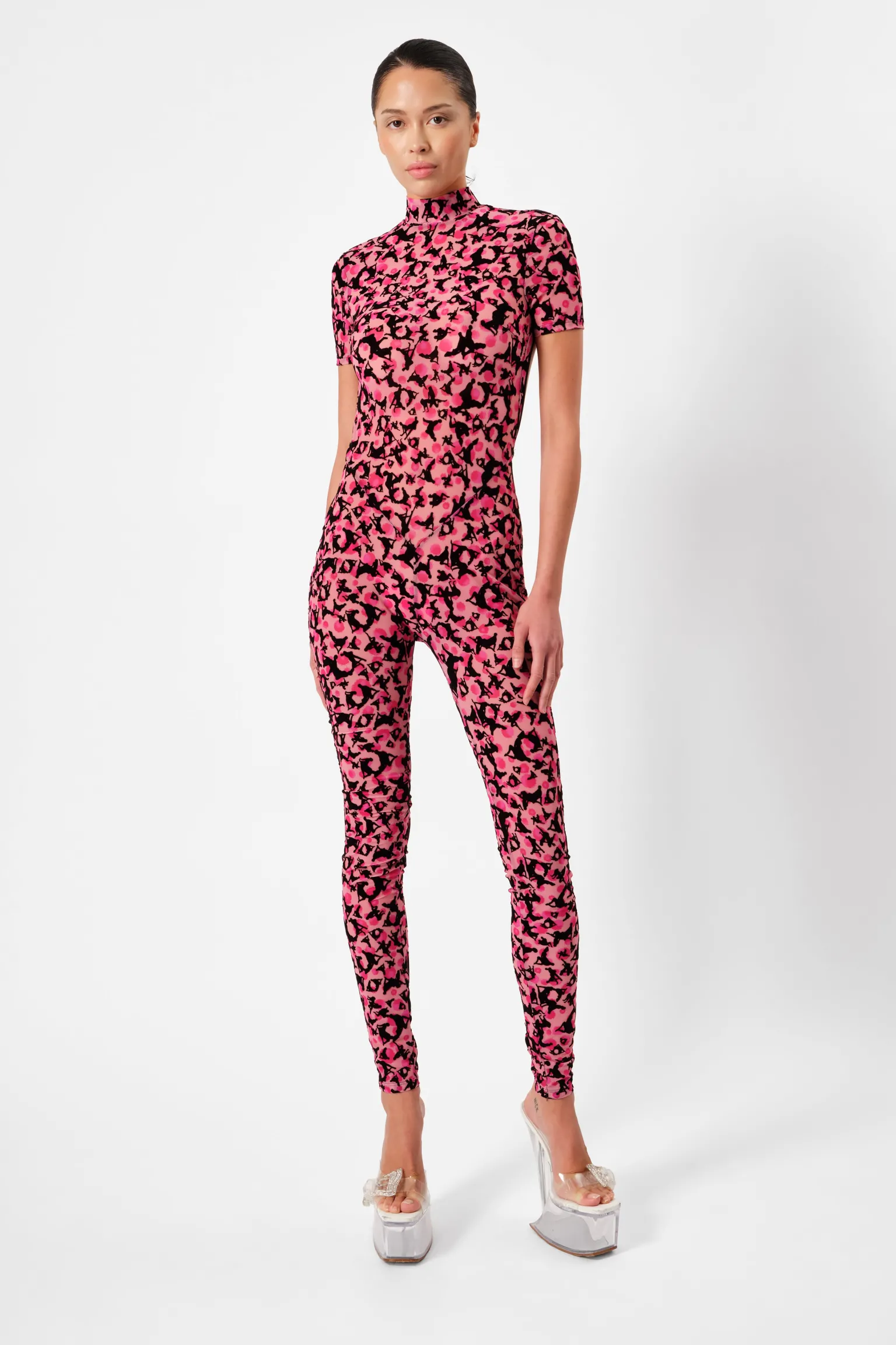 Knockout Jumpsuit Pink Leopard Print<Poster Girl New