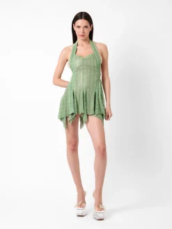 Limited Edition Munroe Rhinestone Dress in Stripe Billionaire Green<Poster Girl Clearance