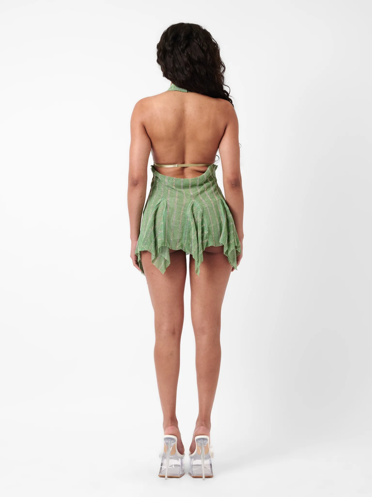 Limited Edition Munroe Rhinestone Dress in Stripe Billionaire Green<Poster Girl Clearance