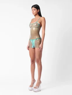 Manhattan Latex Mini Skirt Blue<Poster Girl Hot