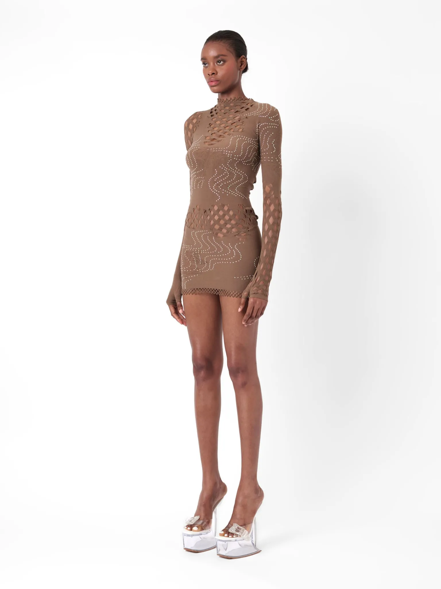 Raquel Dress Kahlua Brown Rhinestone<Poster Girl Sale