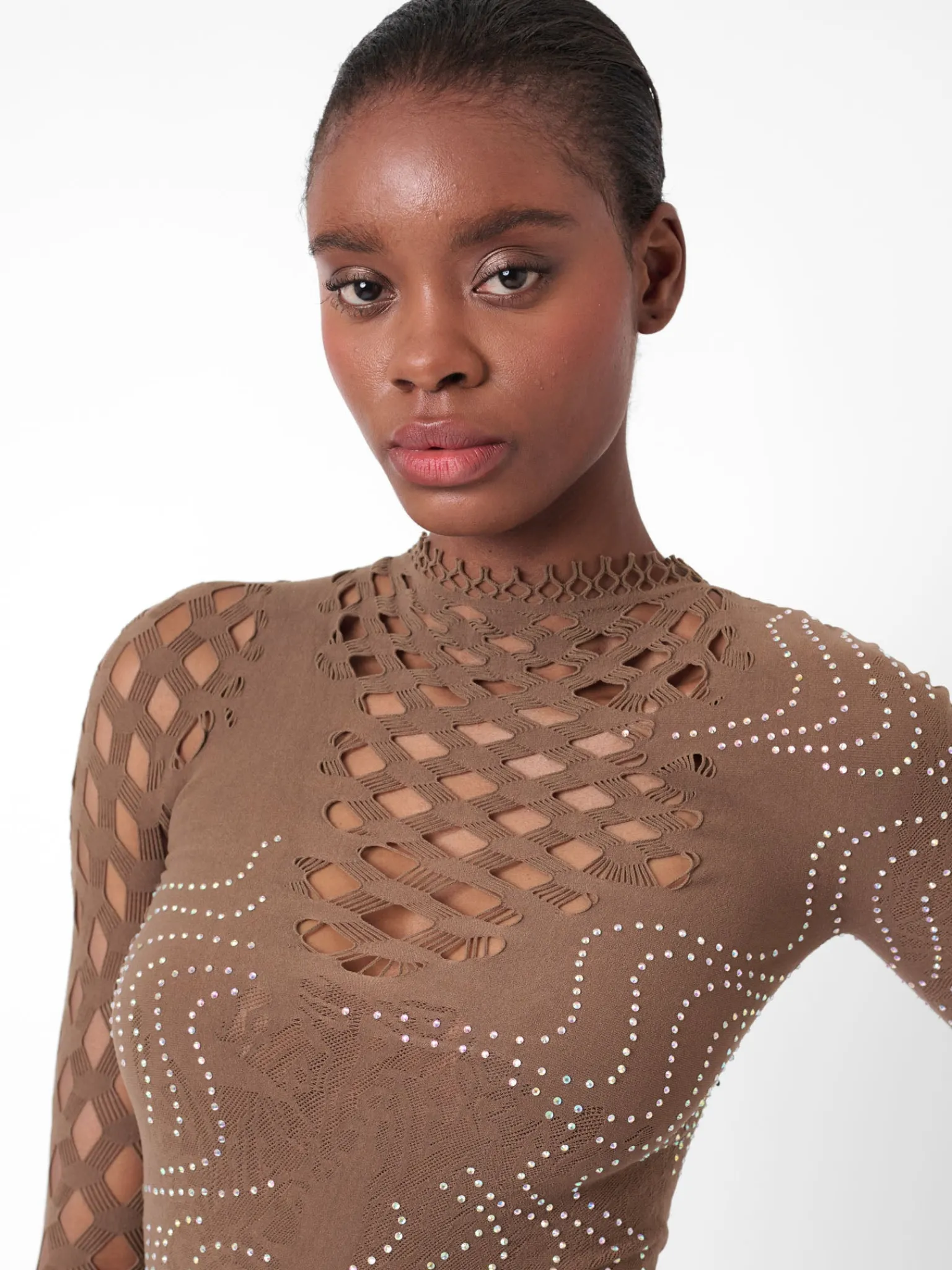 Raquel Dress Kahlua Brown Rhinestone<Poster Girl Sale