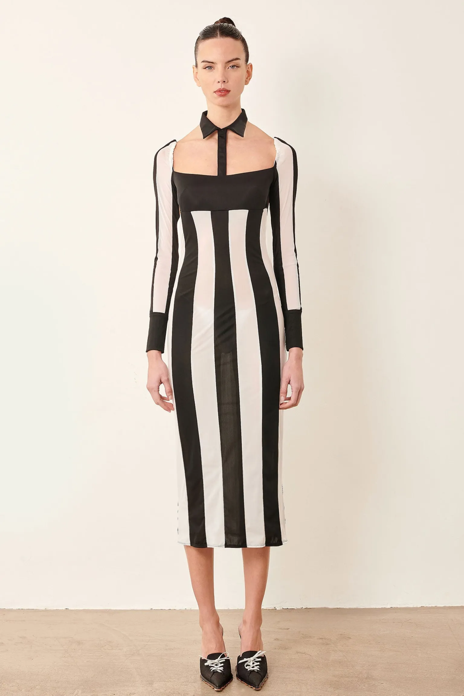 Ref Dress Black/White Stripe<Poster Girl New
