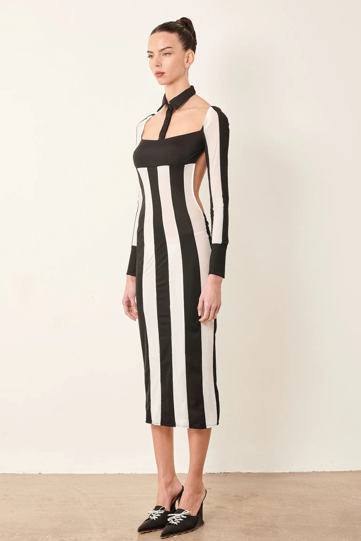 Ref Dress Black/White Stripe<Poster Girl New