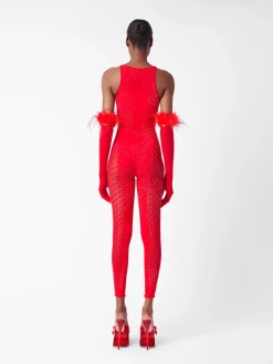 Rhinestoned Janice Jumpsuit X Gloves<Poster Girl