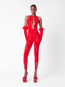 Rhinestoned Janice Jumpsuit X Gloves<Poster Girl