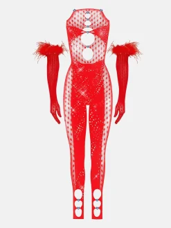 Rhinestoned Janice Jumpsuit X Gloves<Poster Girl