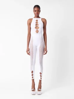 Rhinestoned Janice Jumpsuit Optic White<Poster Girl Online