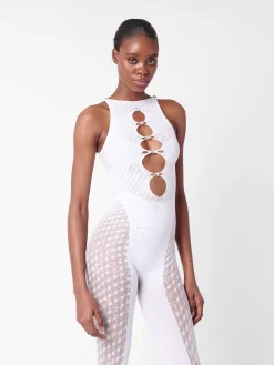 Rhinestoned Janice Jumpsuit Optic White<Poster Girl Online
