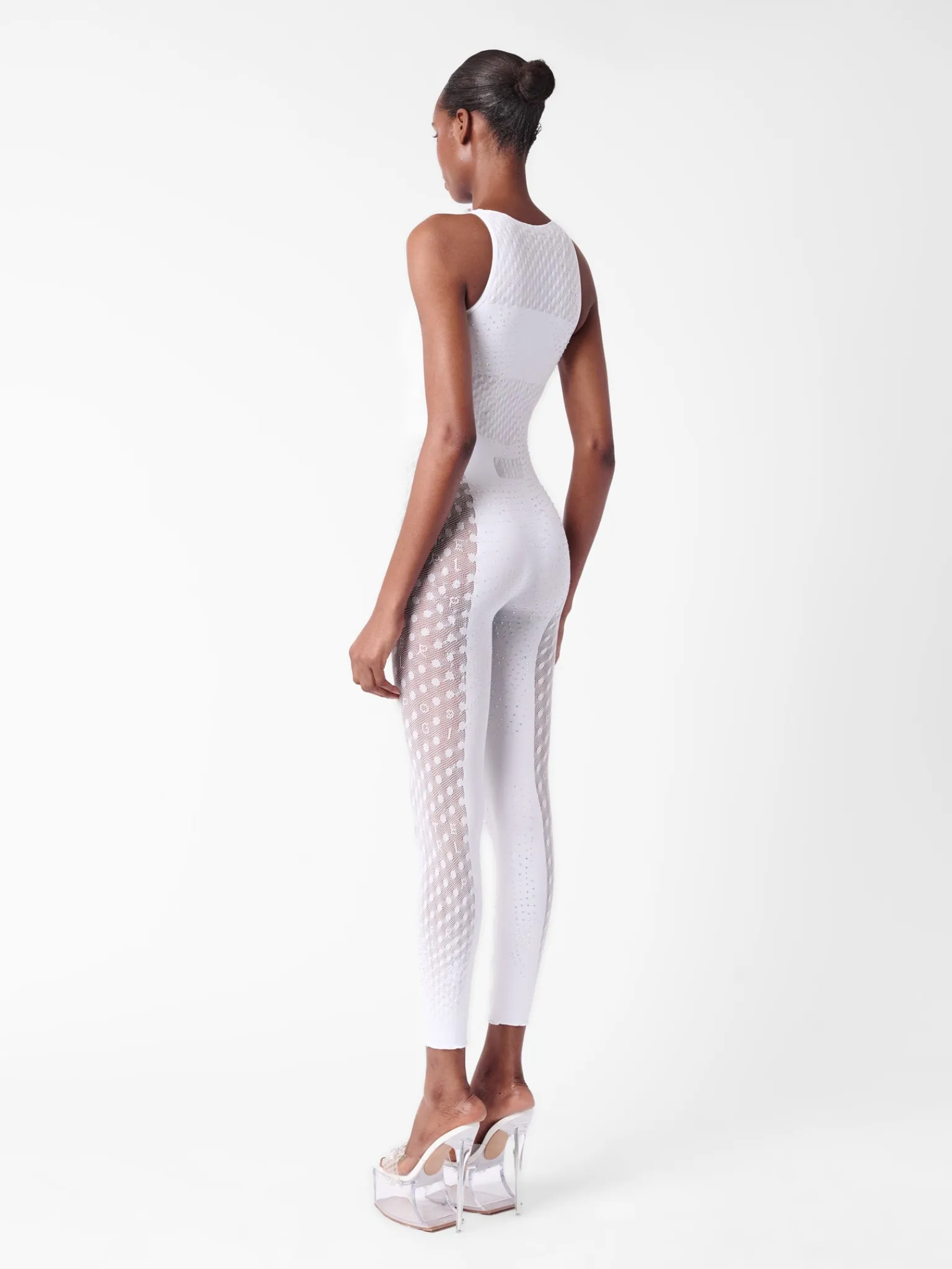 Rhinestoned Janice Jumpsuit Optic White<Poster Girl Online