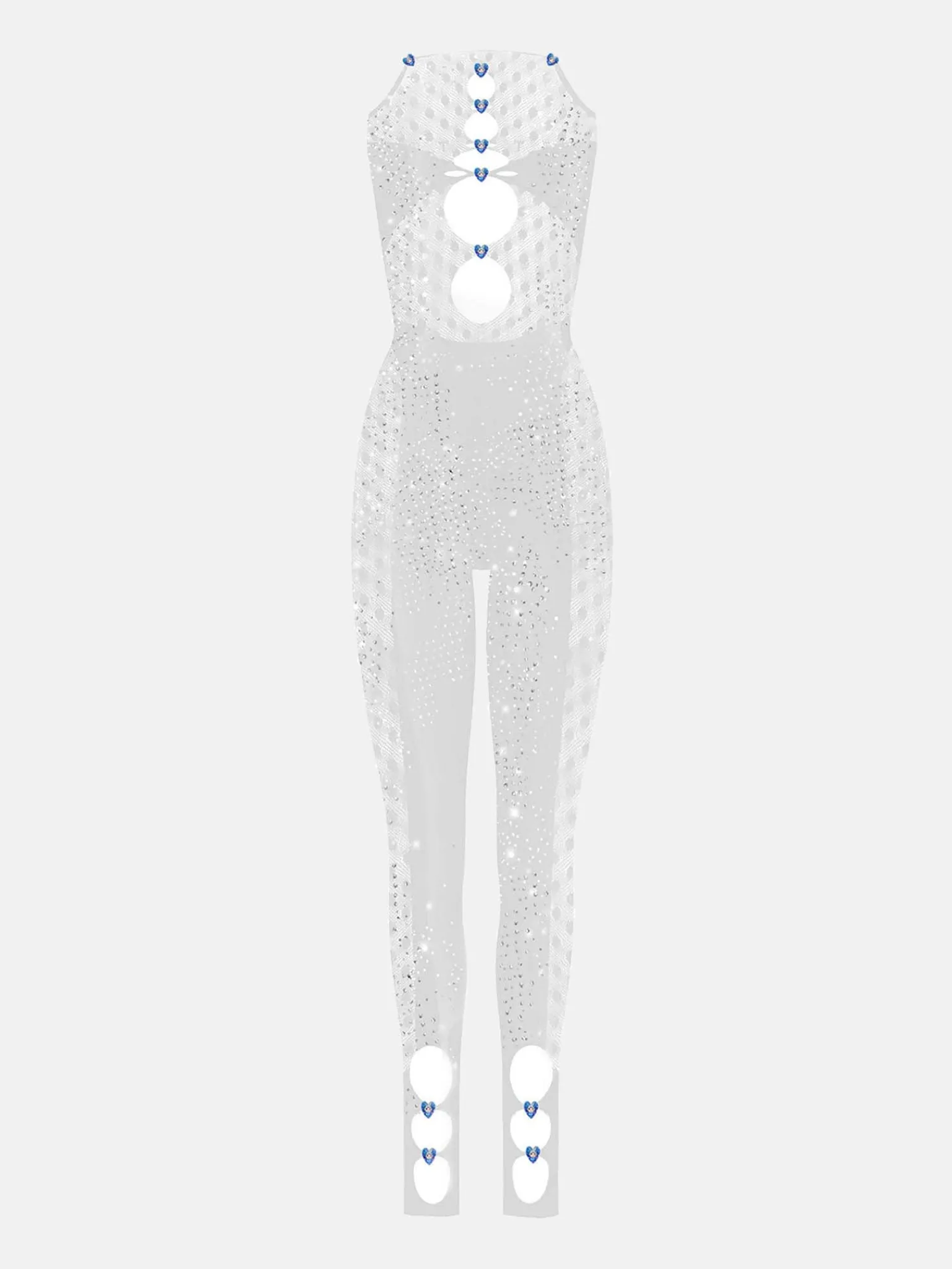 Rhinestoned Janice Jumpsuit Optic White<Poster Girl Online