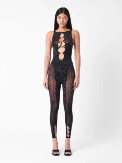 Rhinestoned Janice Jumpsuit Jet Black<Poster Girl Discount