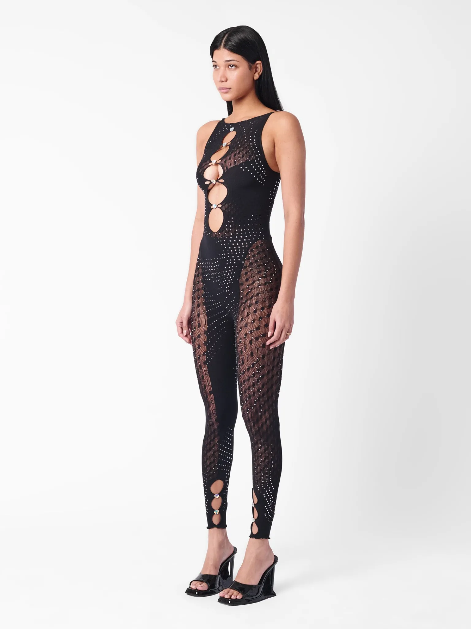 Rhinestoned Janice Jumpsuit Jet Black<Poster Girl Discount