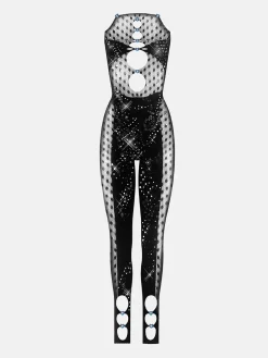 Rhinestoned Janice Jumpsuit Jet Black<Poster Girl Discount