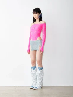 Rhinestoned Mia Micro Skirt Cerulean Blue<Poster Girl