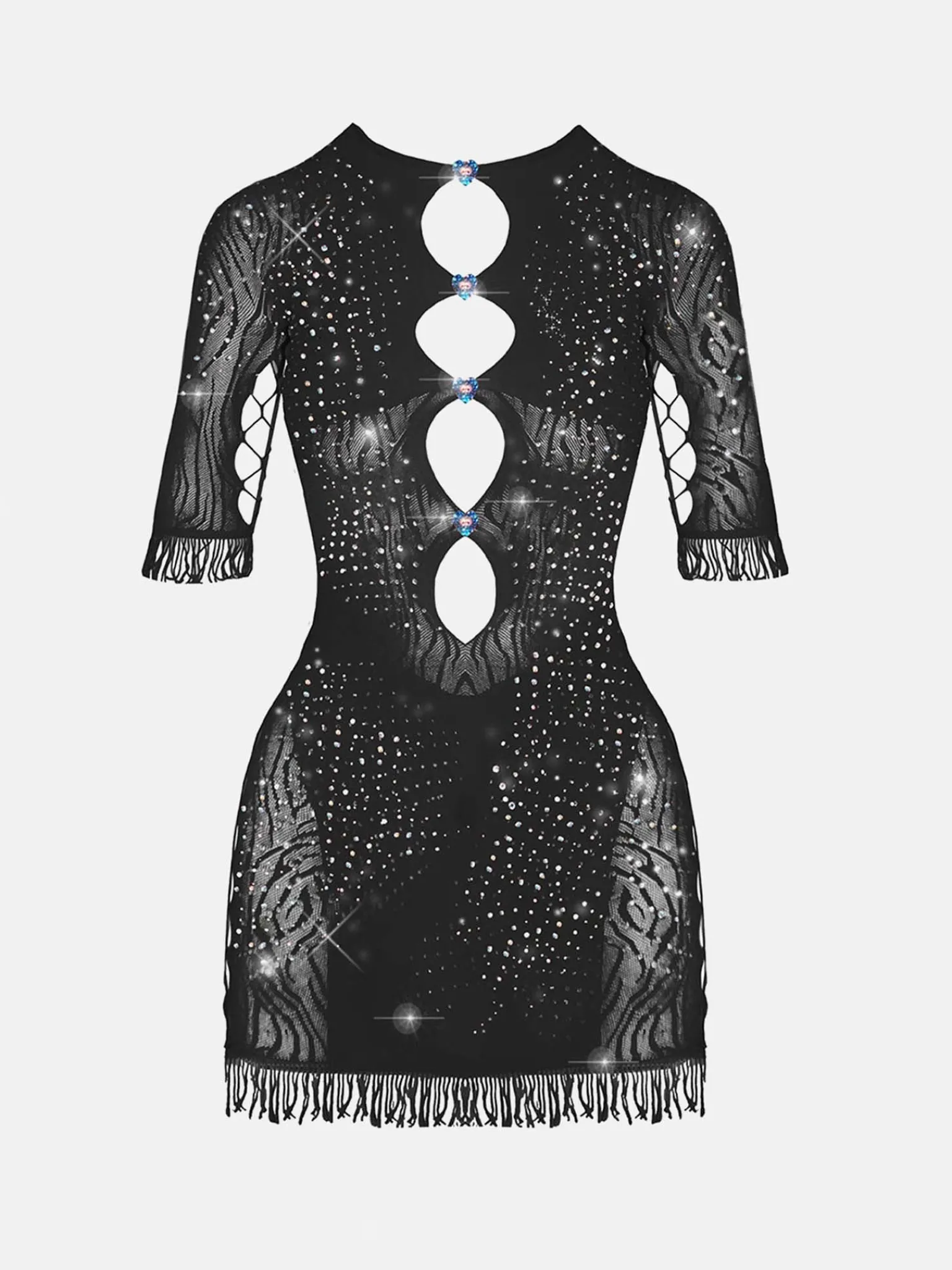 Rhinestoned Miranda Dress Jet Black<Poster Girl Discount