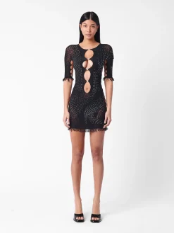 Rhinestoned Miranda Dress Jet Black<Poster Girl Discount