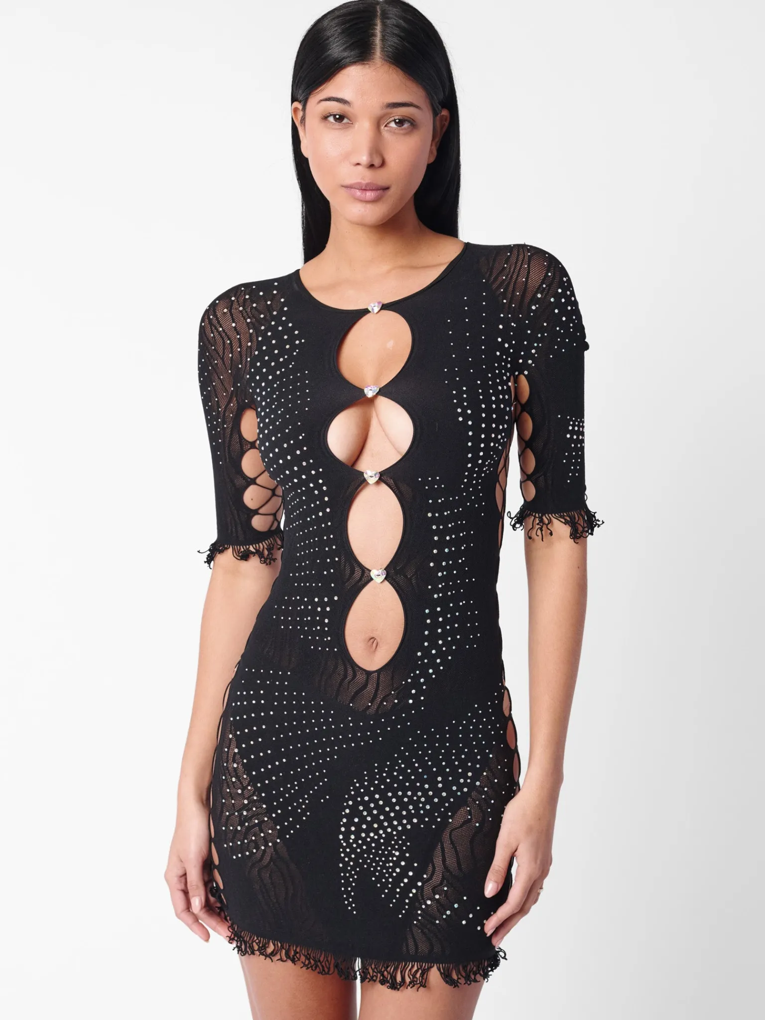 Rhinestoned Miranda Dress Jet Black<Poster Girl Discount