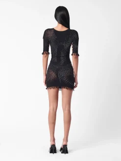 Rhinestoned Miranda Dress Jet Black<Poster Girl Discount