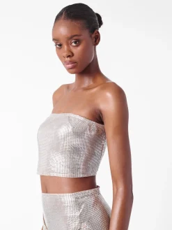 Rosalyn Top Metallic Chainmail Silver Chrome<Poster Girl Sale