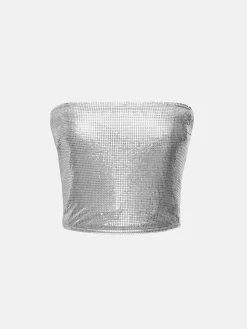 Rosalyn Top Metallic Chainmail Silver Chrome<Poster Girl Sale