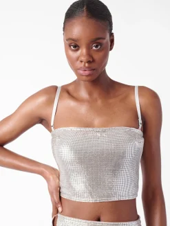 Rosalyn Top Metallic Chainmail Silver Chrome<Poster Girl Sale