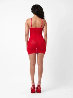 Scarlett Dress Flocked Mesh<Poster Girl New